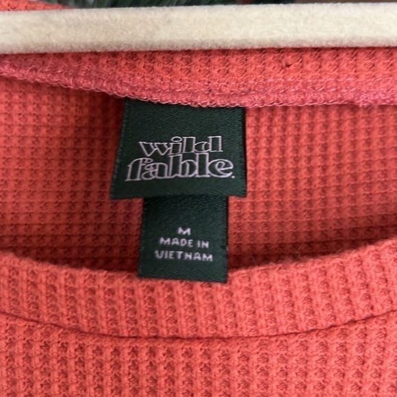 WILD FABLE Pale Terra Cotta Color Waffle Knit Cropped Tee, Size Medium, GUC. - Picture 3 of 6